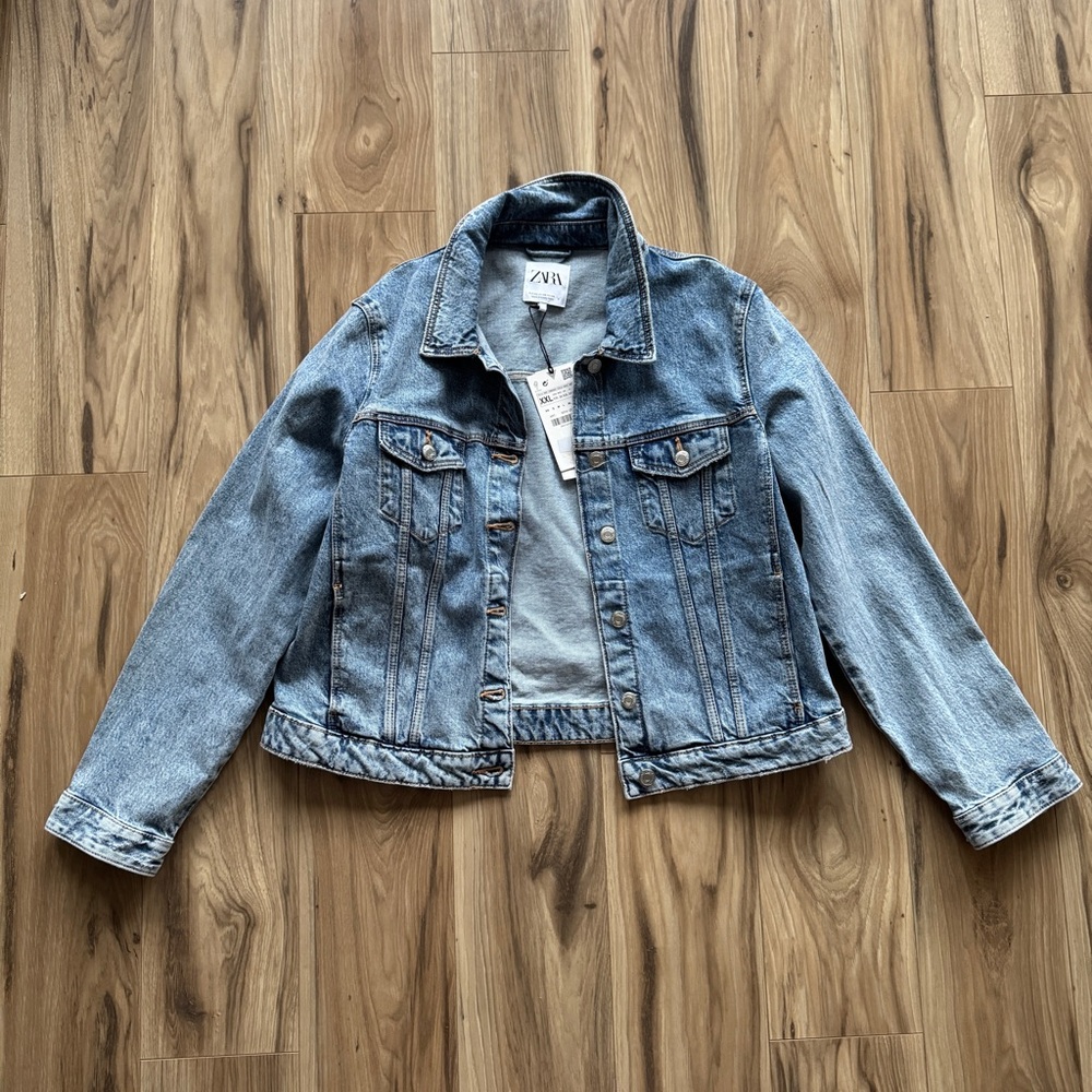 ✨NWT ZARA Women's thick Blue Denim Jean Jacket XXL Brand New!